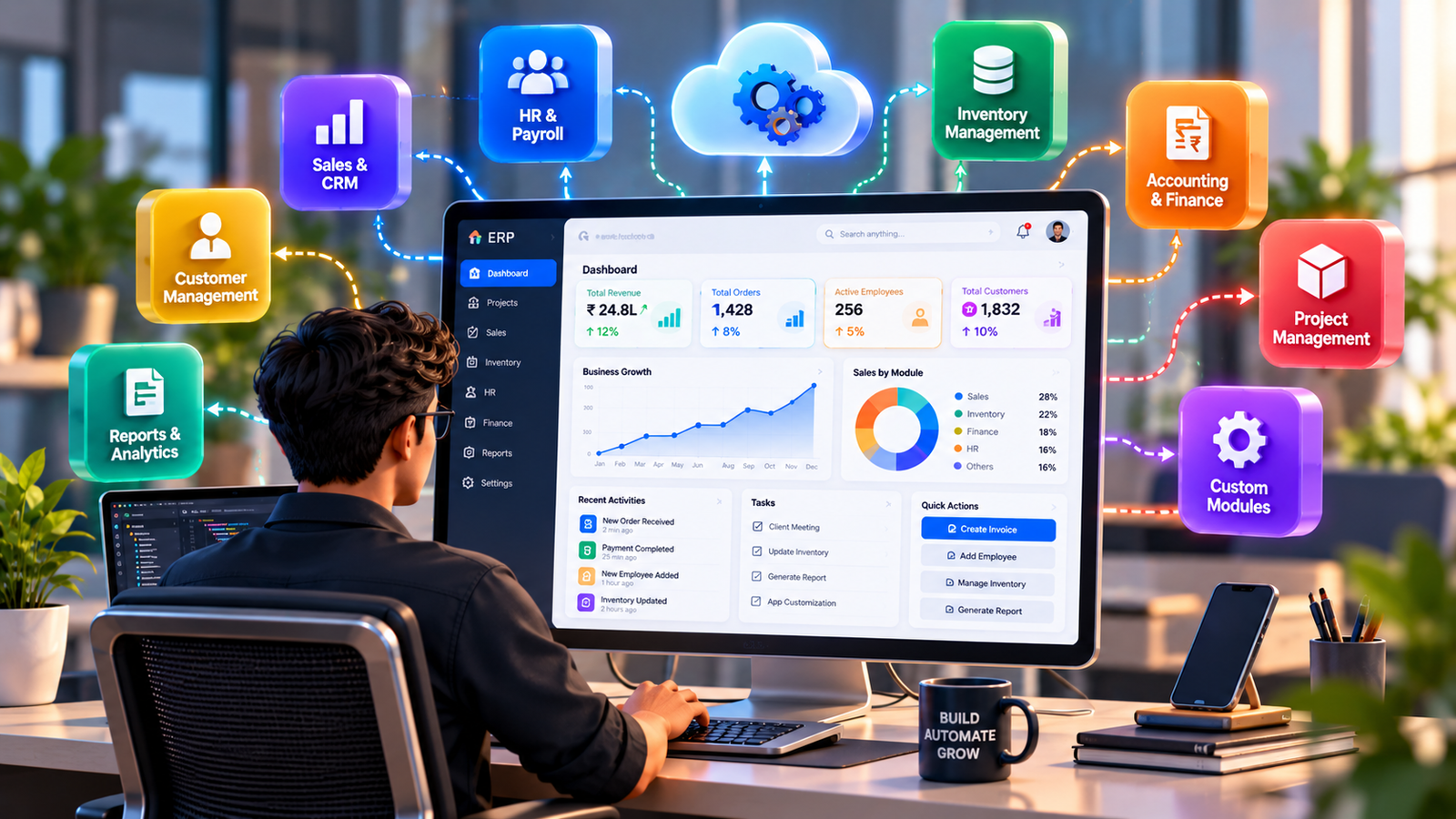 Custom business software screens for quoting, scheduling and client portal